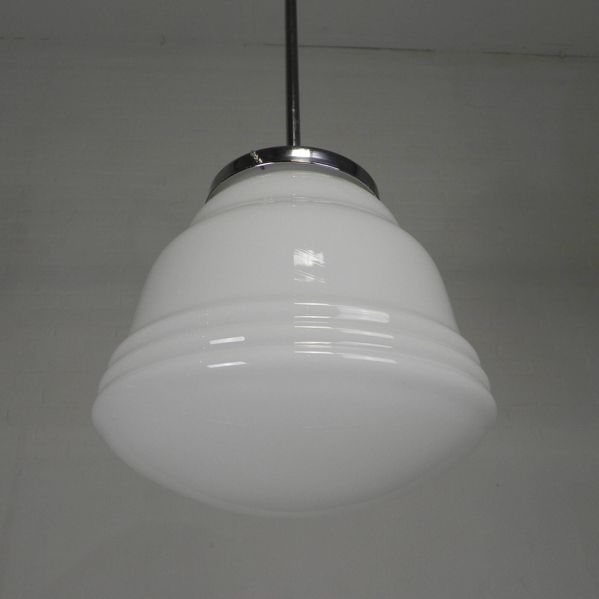 Art Deco suspension with opaline lampshade, Val St Lambert, 1930s