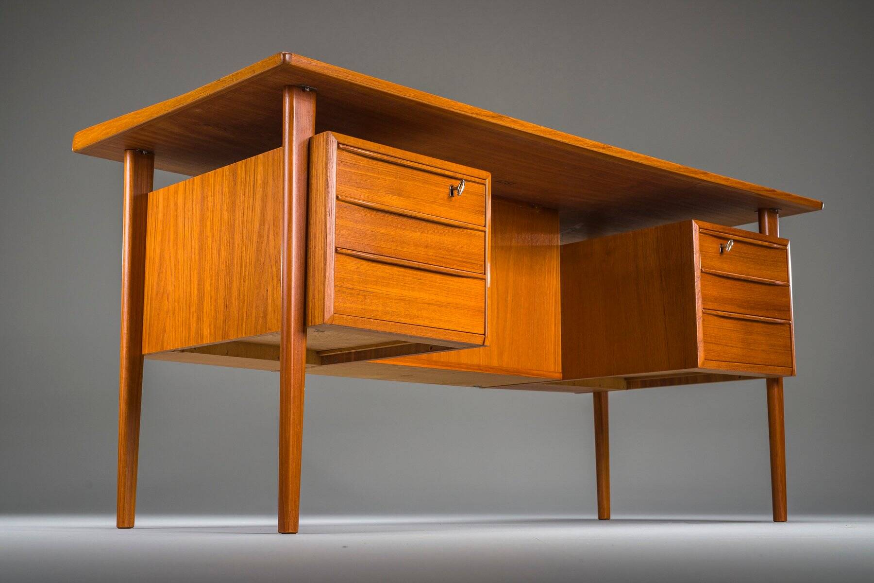Danish teak desk by Peter Lovig Nielsen for Hedensted Mobelfabrik, 1974