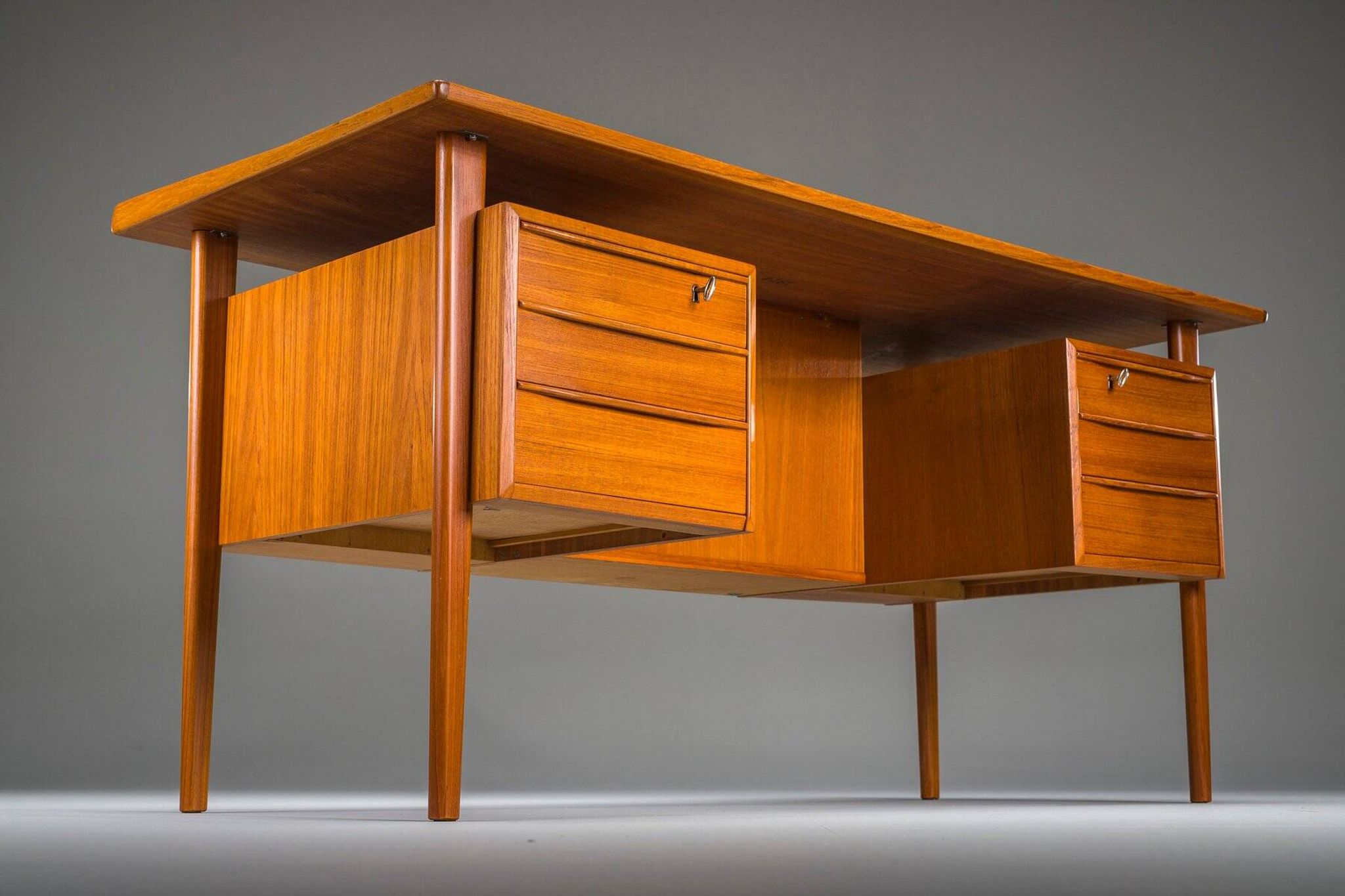 Danish teak desk by Peter Lovig Nielsen for Hedensted Mobelfabrik, 1974