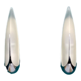 Pair bobbin sconces in sandblasted glass and chromed metal