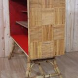 Rattan & ceramic bar attributed to Audoux Minet
