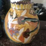 Hand-painted glazed earthenware vase