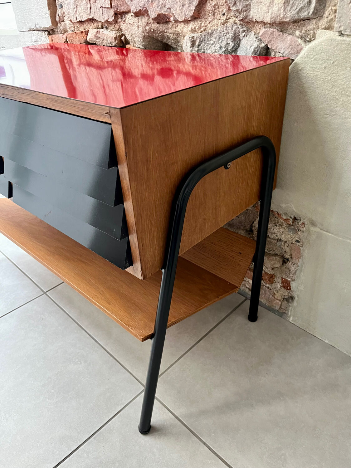 Vinyl storage furniture Manufrance from the 1960s