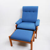 Skippers Mobler lounge chair with ottoman, Denmark 1970s