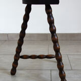 Wooden tripod stool half moon turned 60s