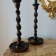 Pair of Barley Twist candlesticks in oak – English style, circa 1950