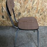 Chaise cuisine formica imitat° bois avec pieds compas metal chromé vintage