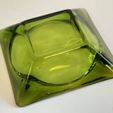 Geometric Glass Ashtray Vintage Green