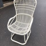 White wicker armchair