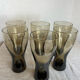 Six smoky glass soda glasses, Luminarc, 1970s.