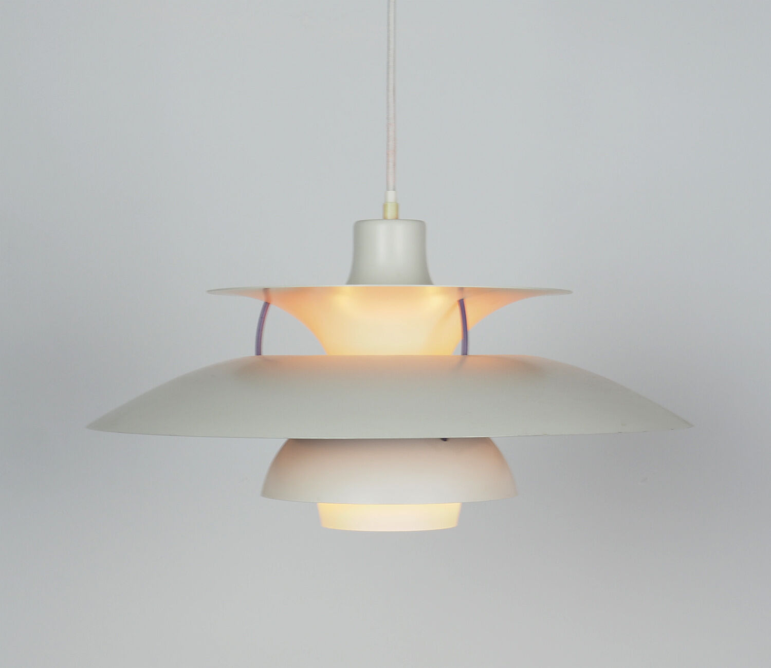 PH5 white hanging lamp by Poul Henningsen for Louis Poulsen