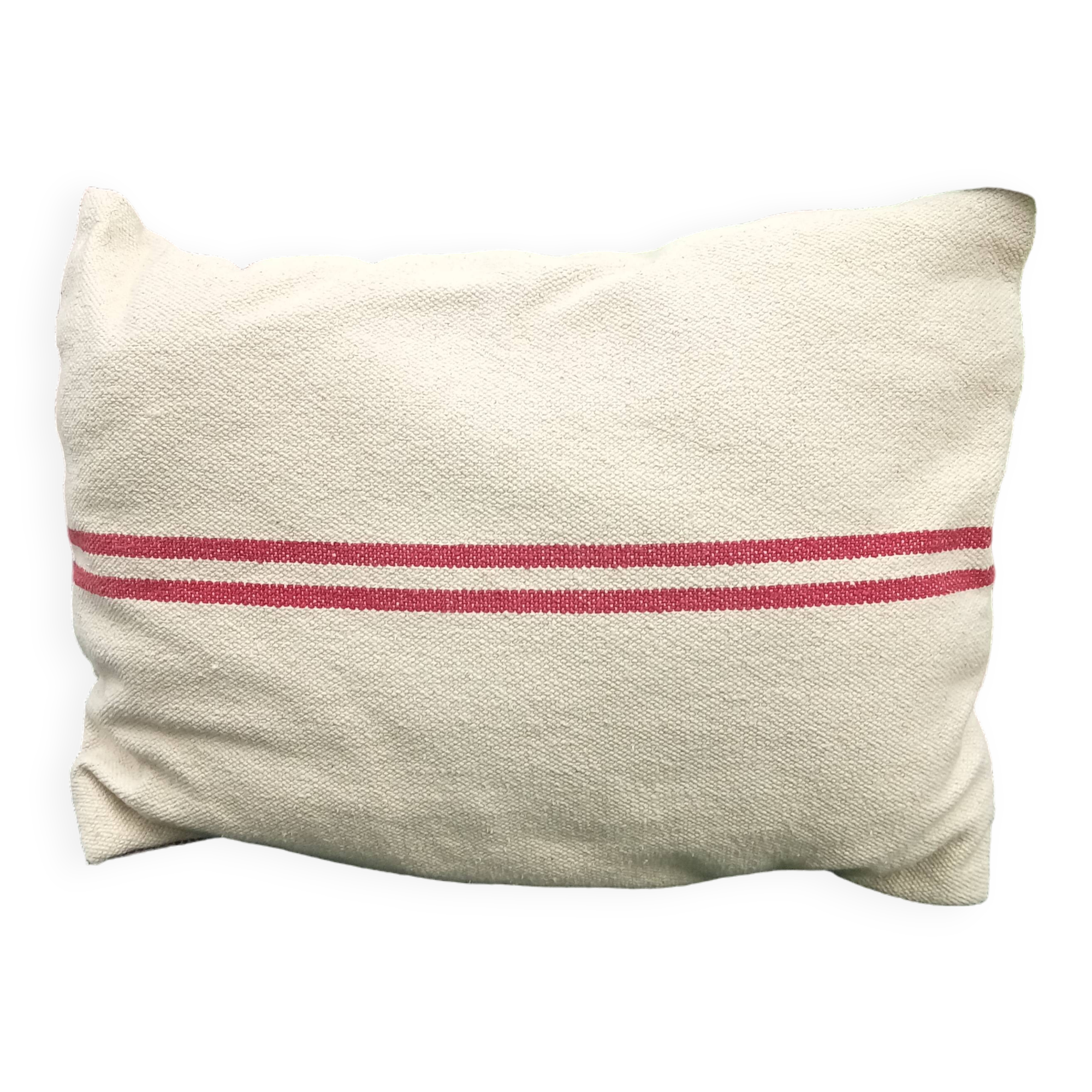 Coussin en chanvre à rayures rouges