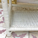 Old shelf in white rattan Peacock