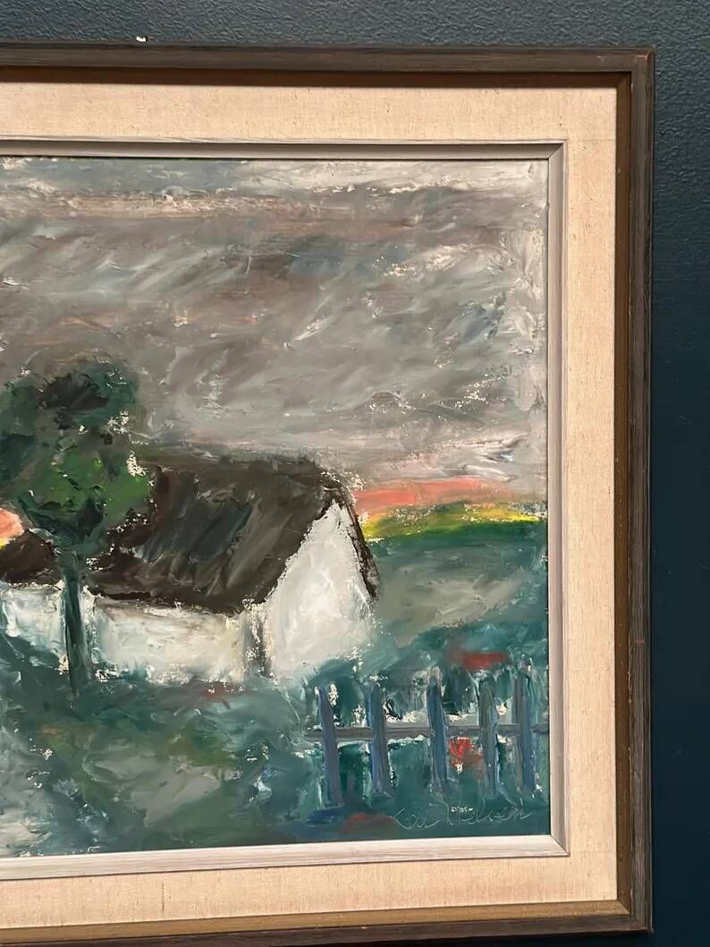Original Danish Oil on Panel – “Landskap med hus” by Kai Nielsen – Signed – Vintage & Framed