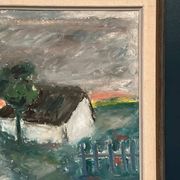 Original Danish Oil on Panel – “Landskap med hus” by Kai Nielsen – Signed – Vintage & Framed