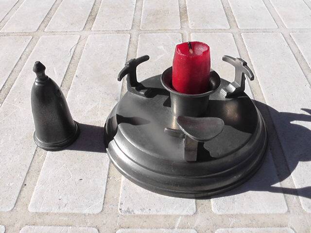 Pewter cellar rat candle holder
