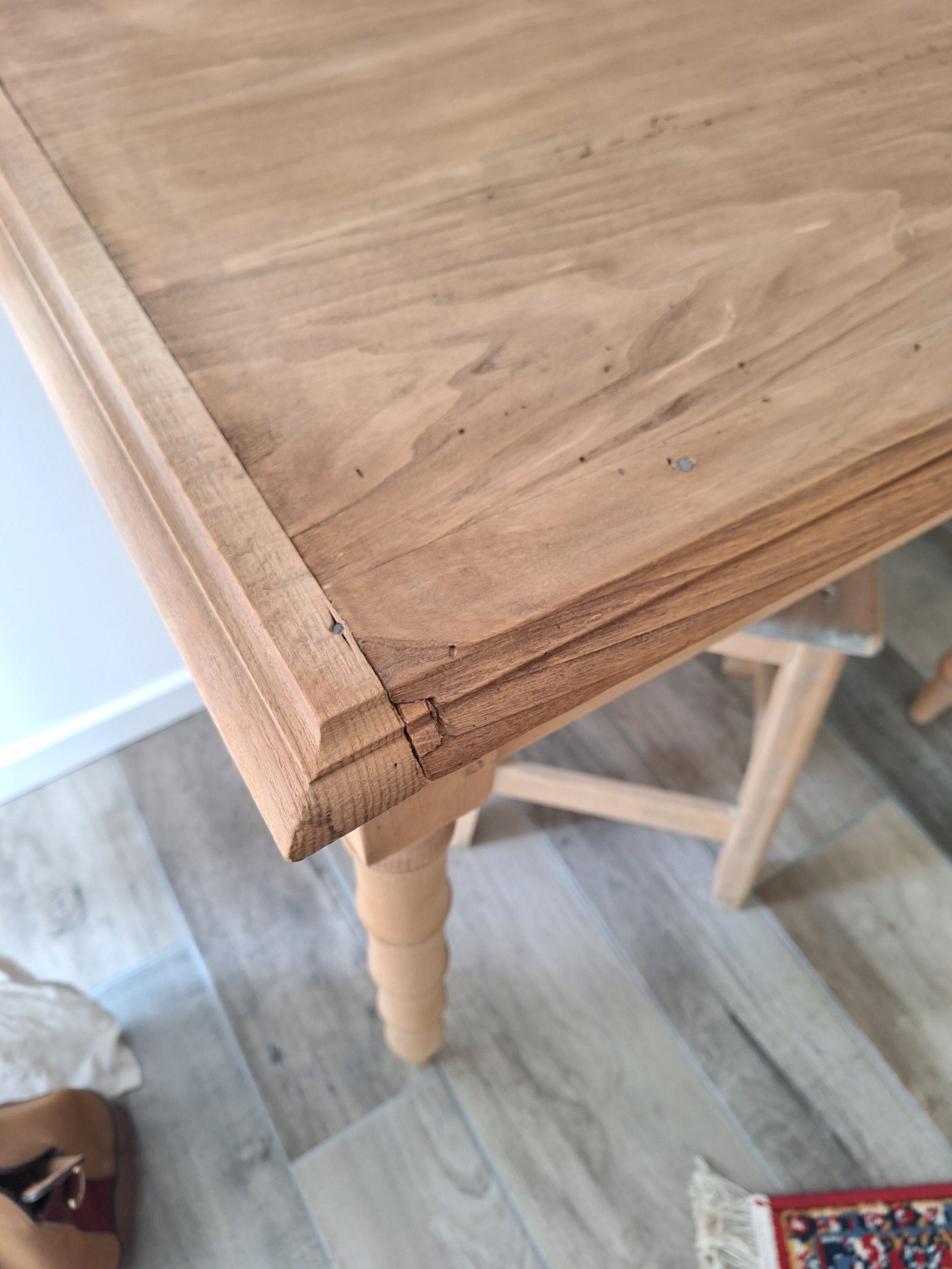 Old beech wood bureau/console/side table with bamboo legs.