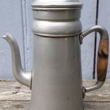 Aluminum and wood coffee pot