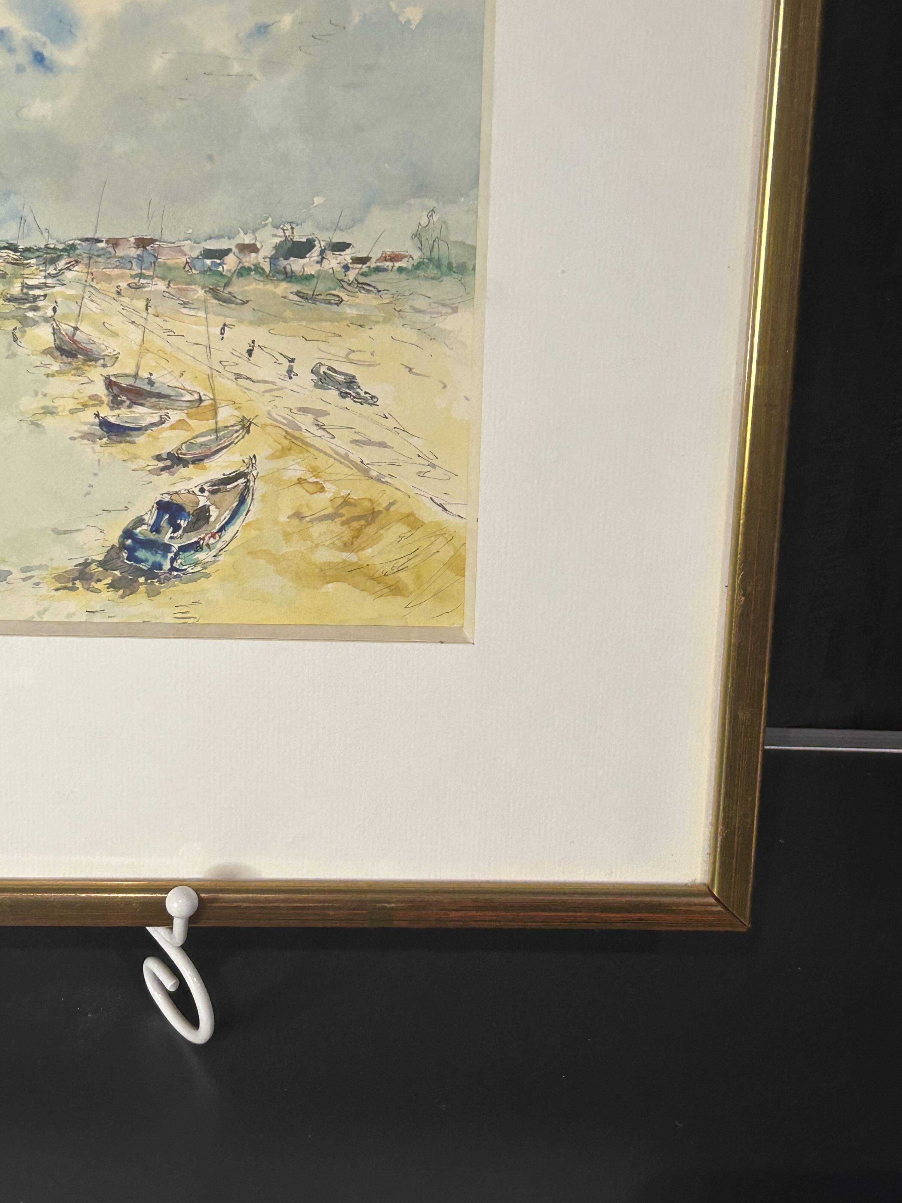 20th century Impressionist school - Vassaux - Marine watercolor - Noirmoutier