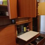 Vintage scandinavian living furniture sideboard with bar and glazed part