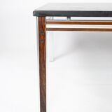 Coffee table with black slate plate and frame in rosewood and metal, of danish design from the 1970s