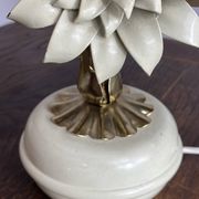 Brass lamp, metal and mother-of-pearl