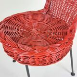 3 rattan and metal chairs 1950