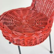 3 chaises en rotin et métal 1950