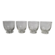Set of four Art Deco style engraved crystal glasses on spherical feet