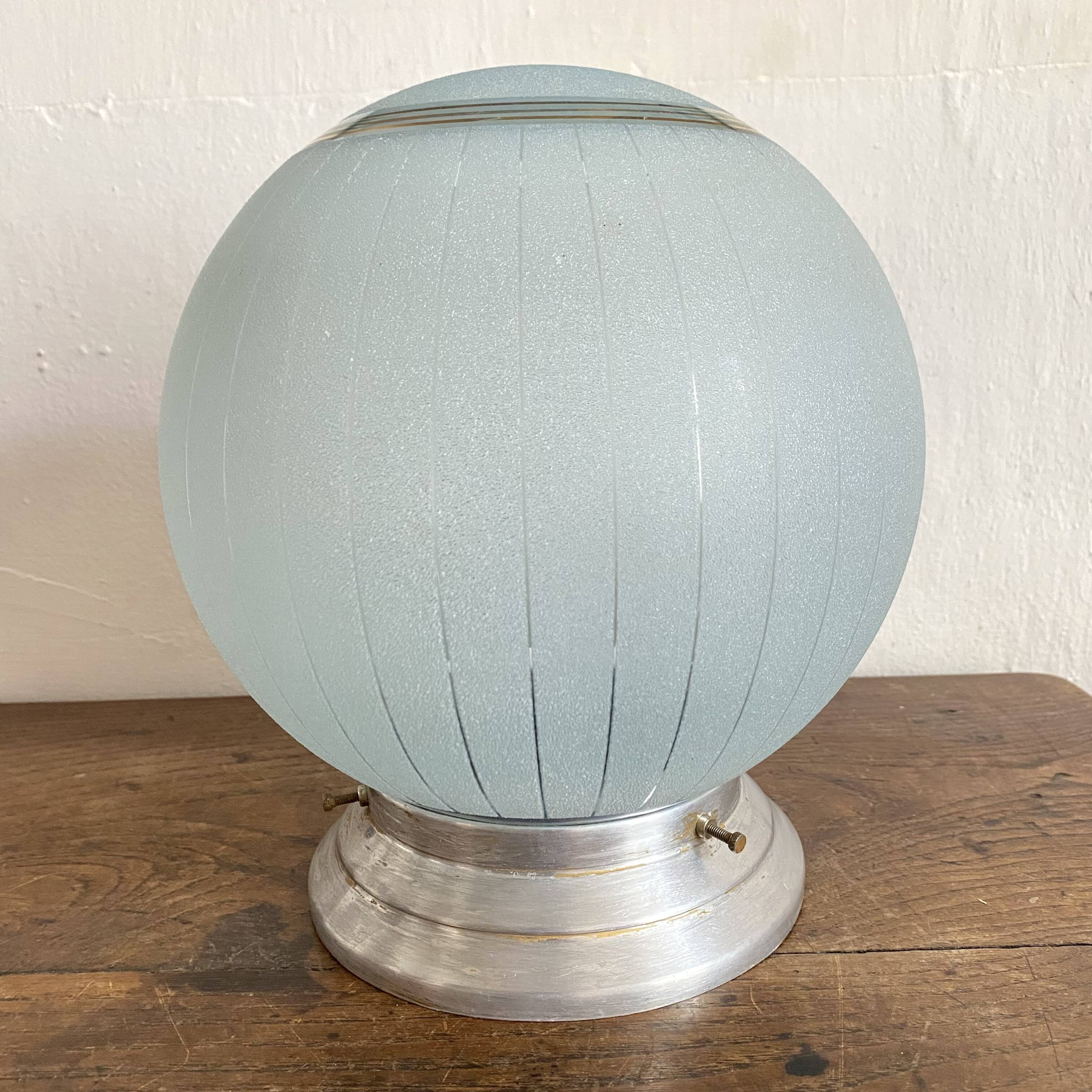 Art Deco blue granite and gold ball ceiling light