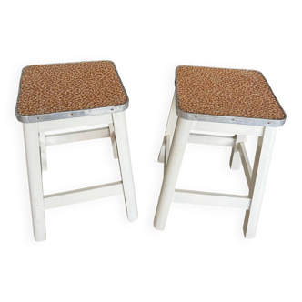 Pair of vintage wooden stools