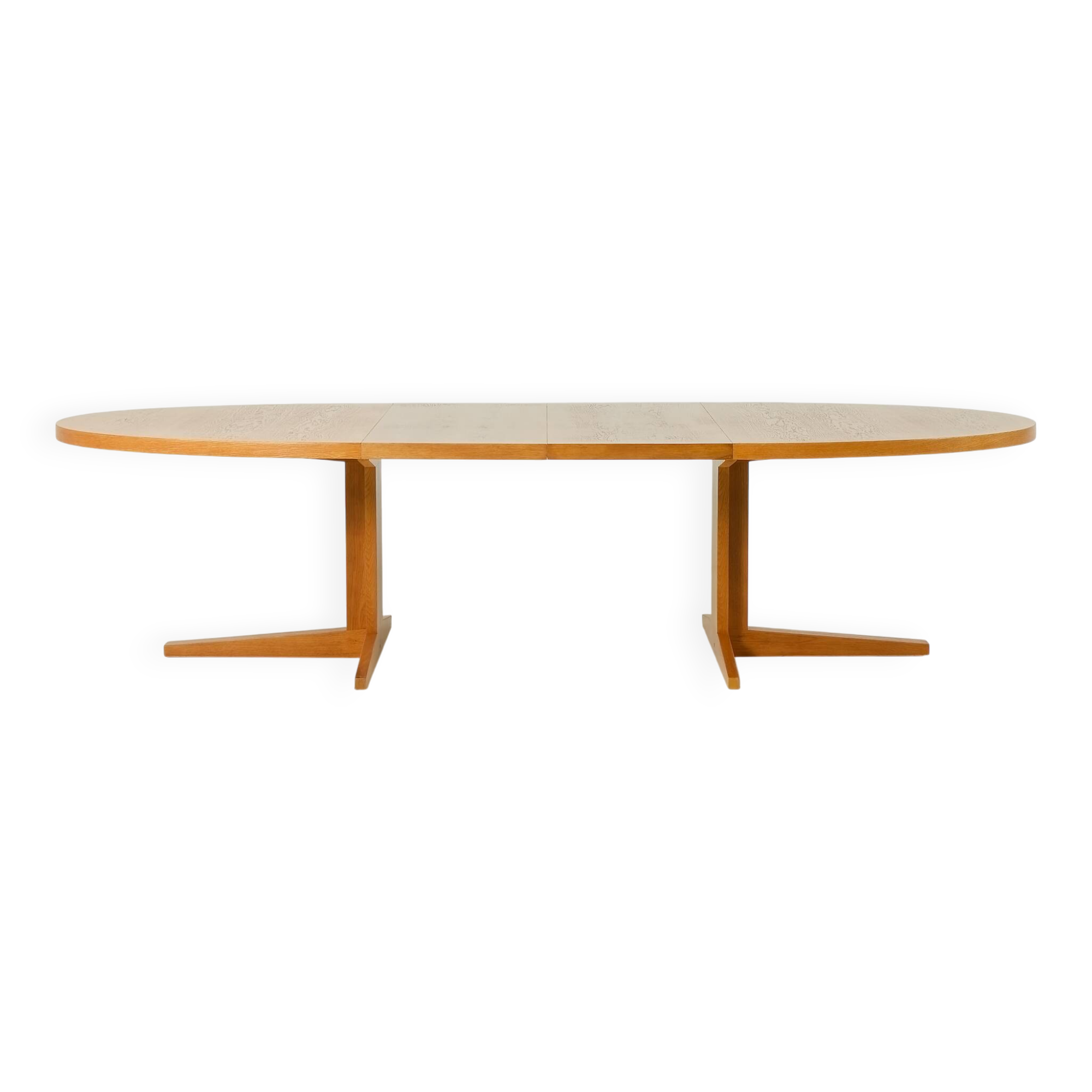 Danish extra large oak extension oval table attributed to Skovby, 1970s