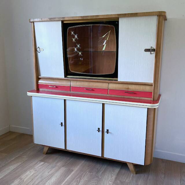 Vintage Formica wood sideboard