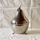 Chromed metal pear - 1 carafe and 6 amber crystal glasses - liquor cellar