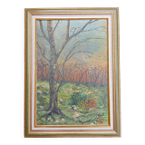 Oil on canvas landscape, 49 x 67 cm signature to be identified