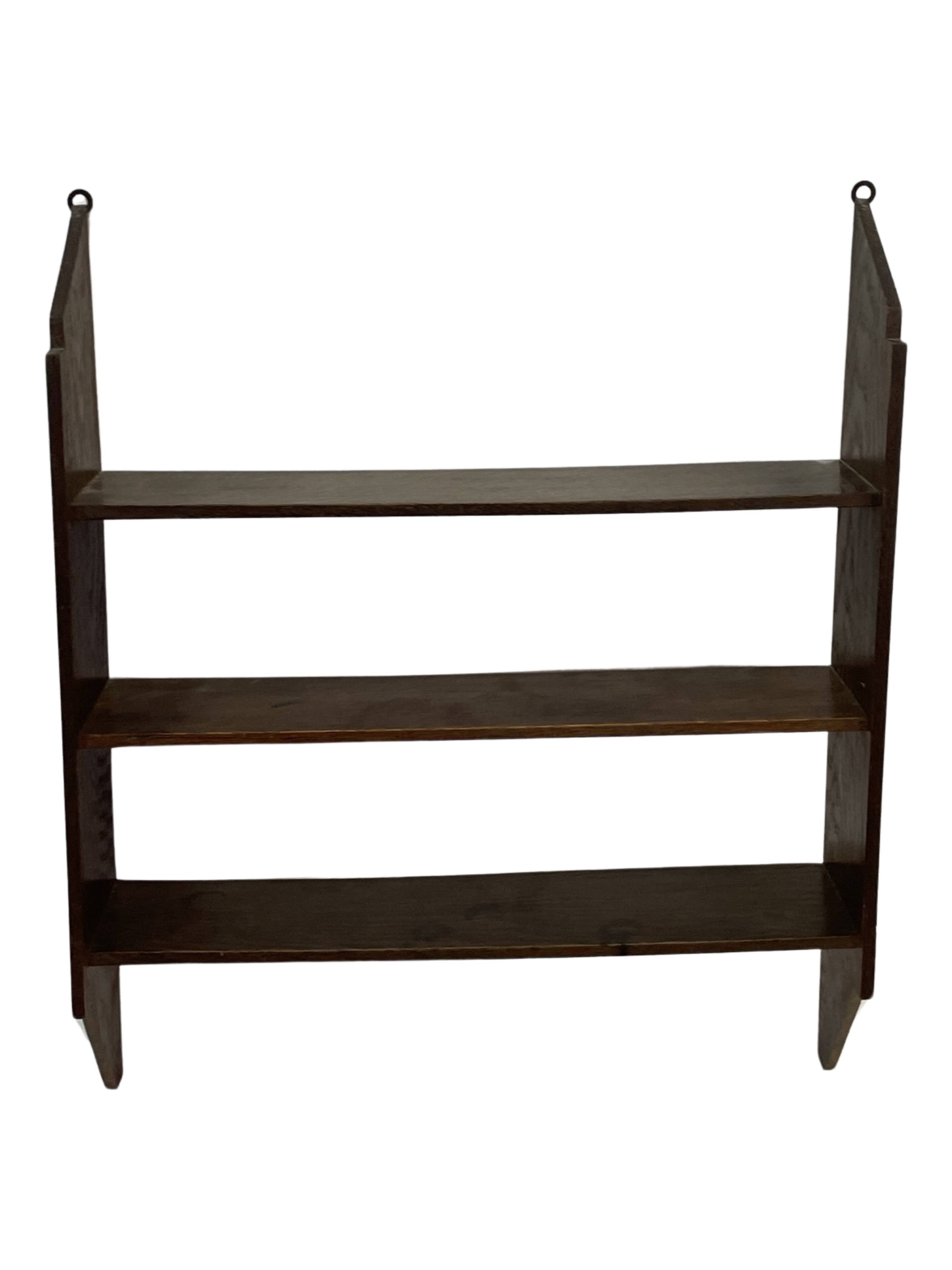 Vintage wooden wall shelve rack bookshelf in oak