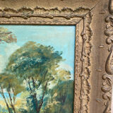 Oil painting on canvas – Pastoral scene – Boucher style – 19th century