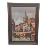 Dutch oil painting by J. Greeve Groothoofd In Dordrecht, early 1900s