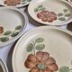 Set of 12 dessert plates decorated with flowers, Revernay art workshop, 20 cm