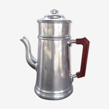 Vintage coffee maker in grey metal and bakelite handle