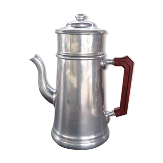 Vintage coffee maker in grey metal and bakelite handle