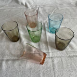 6 verres anciens colorés