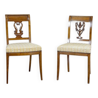 Set of 2 Ash Chairs in White Upholstery, 1950s