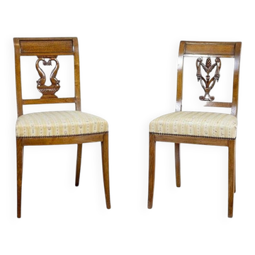 Set of 2 Ash Chairs in White Upholstery, 1950s