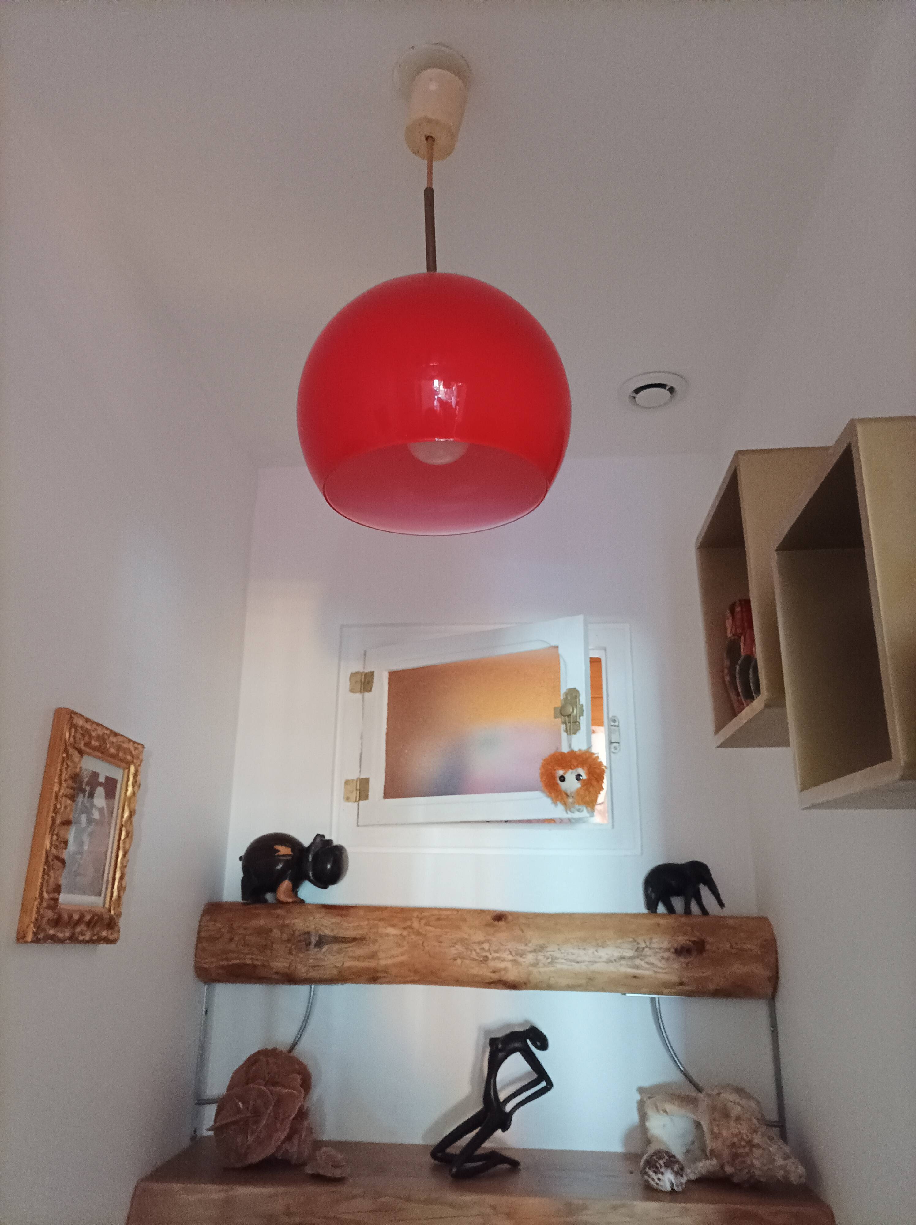 2 opaline ball suspensions, 1970s