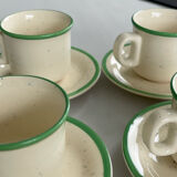 Set of 6 vintage speckled beige and green espresso cups – coffee service