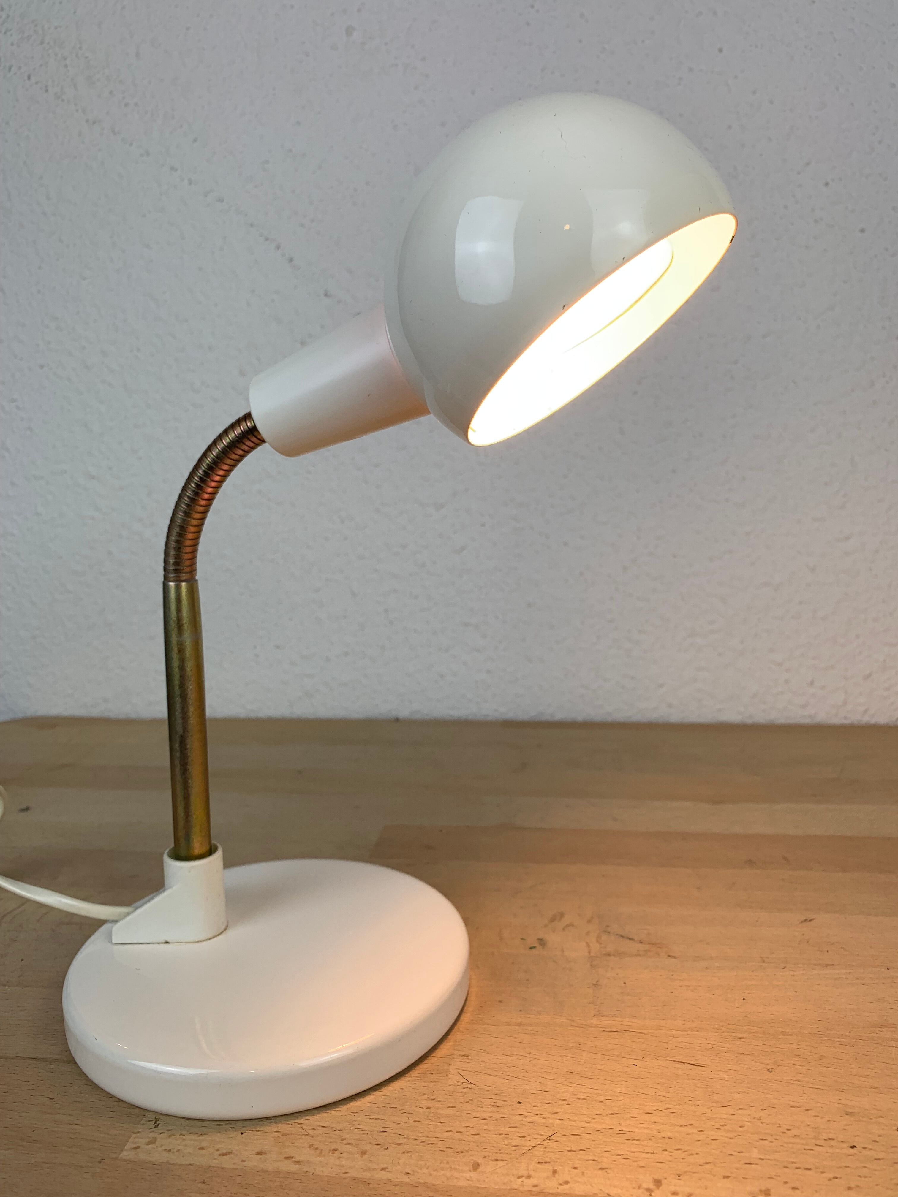 Flexible desk lamp metal white 70s/80s