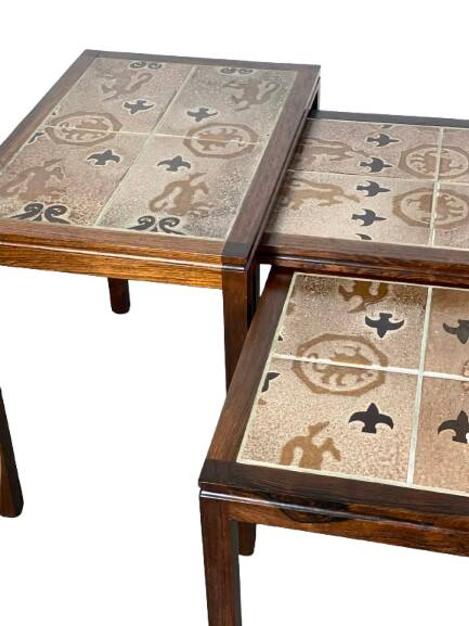 Danish nesting tables in rosewood and ceramic by Willy Ryomgard, Mo.