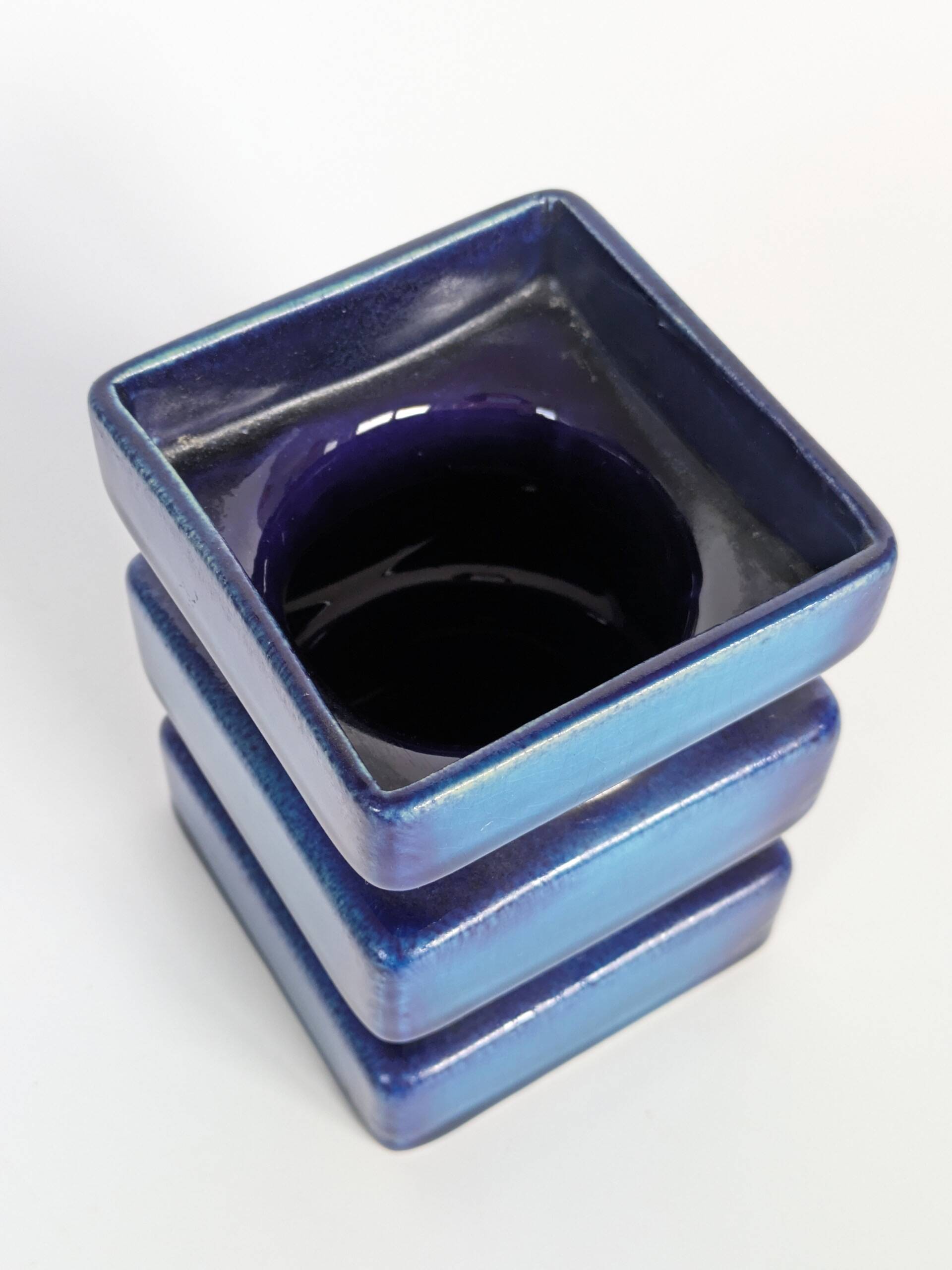Cari Zalloni vase for Steuler, model 5101, Blue Space Age Ceramic