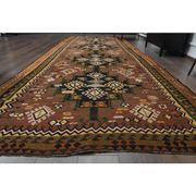 1970s Vintage Turkish Handmade Wool & Cotton Brown Runner Rug 178x475